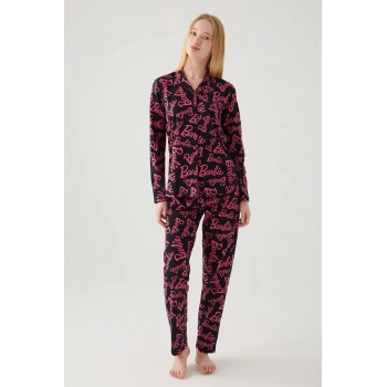 Barbie 1767-s Kadın Gömlek Yaka Pijama Takımı