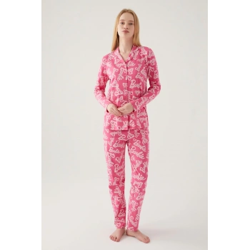 Barbie 1767-s Kadın Gömlek Yaka Pijama Takımı