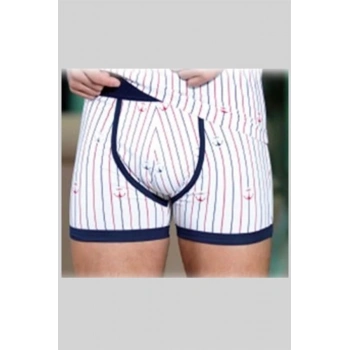 Berrak Çapa Ve Çizgi Baskı Erkek  Boxer 1107