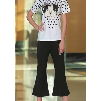 Berrak Kedi Baskılı Bayan Kaprili Takım 2465