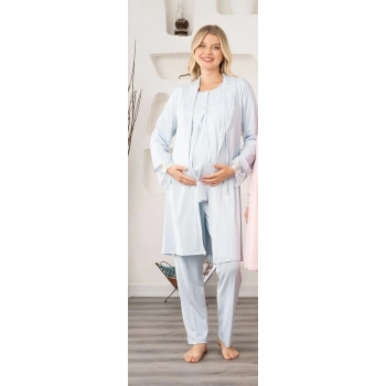 Bone 5905 Kadın Lohusa Viskon Klasik 3lü Pijama Takımı