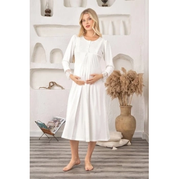 Bone 5906 Kadın Lohusa Likra Viskon Gecelik