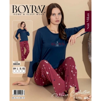 Boyraz 08038 Soft Milan Kumaş Uzun Kol Pijama Takımı