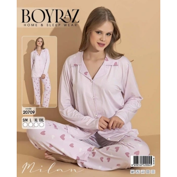 Boyraz 20709 Milan Gömlek Yaka Uzun Kol Pijama Takımı