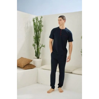 Erkek 2090 Erkek  Midi Yaka Pijama Takım