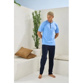 Erkek 2104 Erkek  Midi Yaka Pijama Takım
