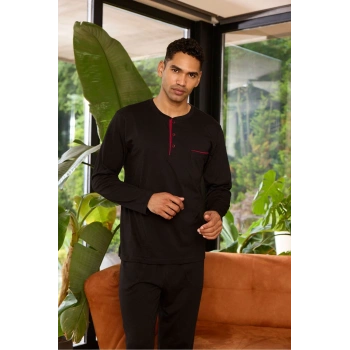 Erkek 9250 Erkek   Midi Yaka Pijama Takımı