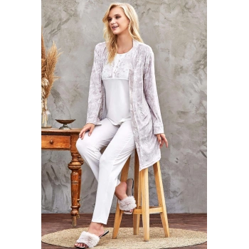 Flz 31-104 Bayan Kadife Sabahlık Pijama Takımı