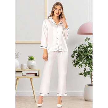 Freshness 2045 Saten Gömlek Yaka Patlı Pijama Takımı