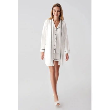 Freshness 324 Kadın 4lü Sabahlıklı Şorlu Pijama Takımı