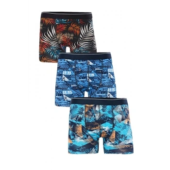 Işıl Erkek  Likralı Boxer Desenli 3 Adet M