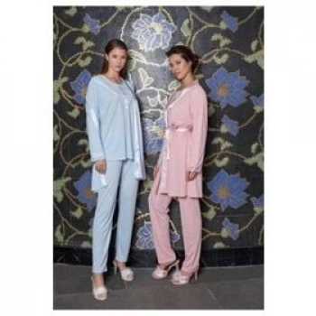 Jar Pierre 318 Uzun Kol 3lü Sabahlıklı Pijama Takımı