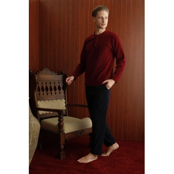 Kocabey 7306 Midi Yaka Polar Uzun Kol Pijama Takım