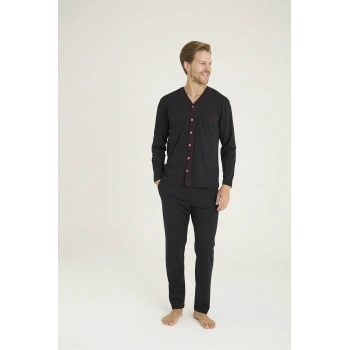 Kocabey 9267 Erkek V.yaka Boydan Düğmeli Pijama Takım