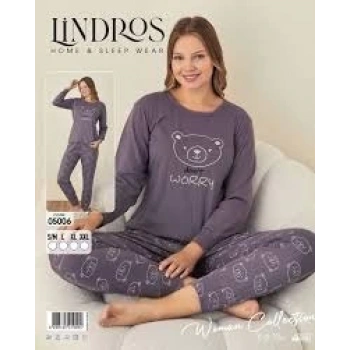 Lindros 05006 Raporlu Polar Kumaş Uzun Kol Pijama Takımı