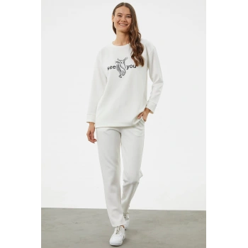 Sementa 76233 Baskılı Sıfır Yaka Oversize Eşofman Takım