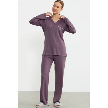Sementa 76438 Yarım Düğmeli Cep Detaylı Pijama Takım