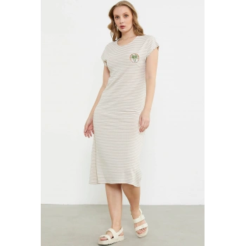 Sementa 77489 Nakış Detaylı Marine Penye Elbise