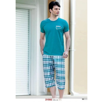 Yazlık Ekose Desenli Kapri Pijama Takımı  21592