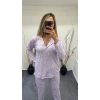 Alissa 6166 Bayan Önü Düğmeli Desenli Pijama Takımı