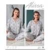 Alissa 6199 Bayan Önü Düğmeli Desenli Pijama Takımı