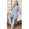 Alissa 6275 Kadın Mavi Kalp Desenli Patlı Pijama Takımı