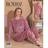Boyraz 03080 Fransız Kadife Kumaş Uzun Kol Pijama Takımı
