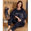 Boyraz 09009 Fransız Kadife Kumaş Uzun Kol Pijama Takımı