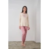 Pjs 24503 Bayan Yazı Detaylı Pijama Takımı