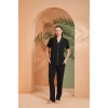 Pjs 27042 Kadın Kısa Kol Çizgili Önü Düğmeli Pijama Takımı