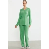 Sementa 76438 Yarım Düğmeli Cep Detaylı Pijama Takım