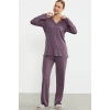 Sementa 76438 Yarım Düğmeli Cep Detaylı Pijama Takım