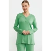 Sementa 76438 Yarım Düğmeli Cep Detaylı Pijama Takım