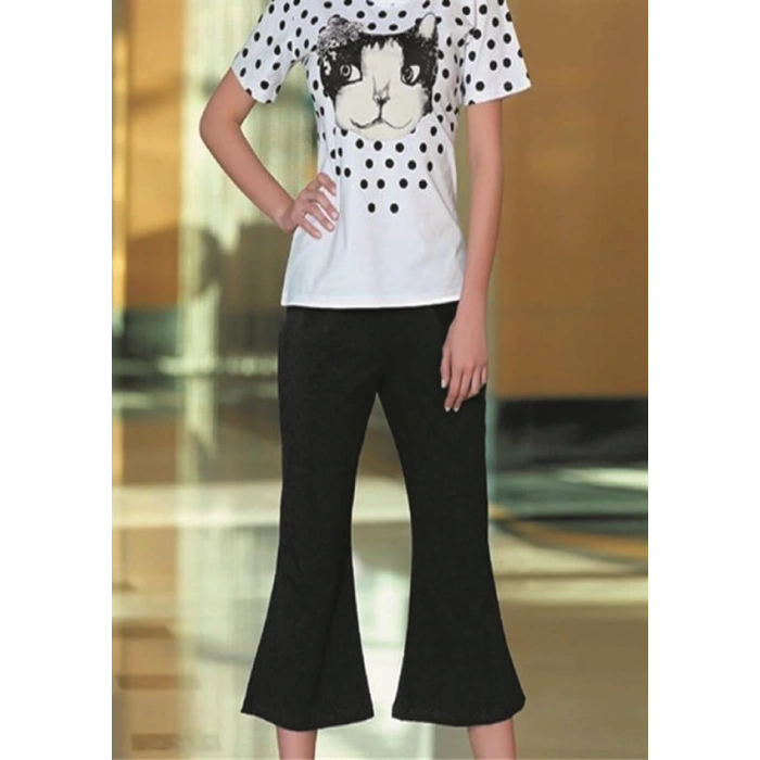 Berrak Kedi Baskılı Bayan Kaprili Takım 2465