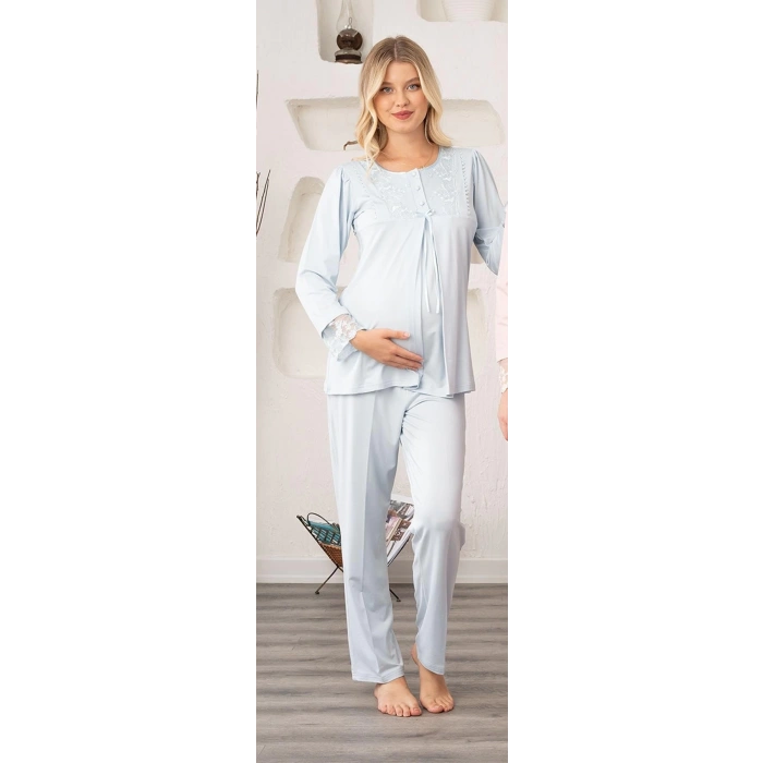 Bone 5905 Kadın Lohusa Viskon Klasik 3lü Pijama Takımı