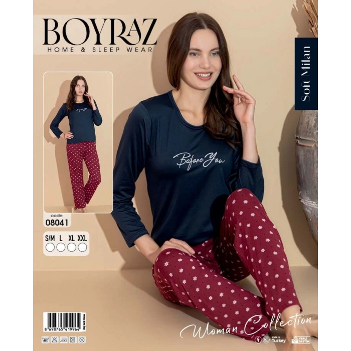 Boyraz 08041 Soft Milan Kumaş Uzun Kol Pijama Takımı
