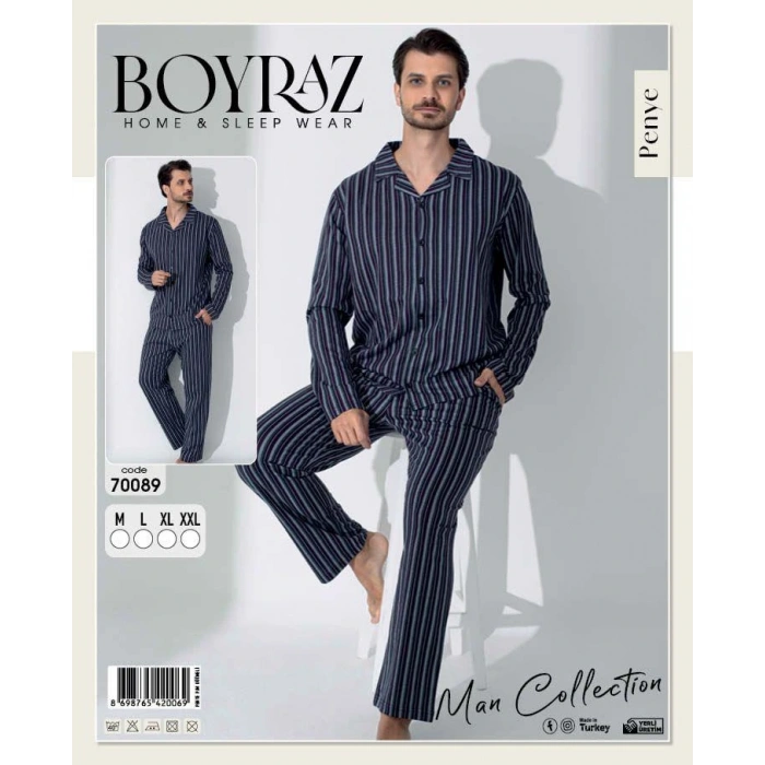 Boyraz 70089 Erkek Uzun Kol Penye Pijama Takımı