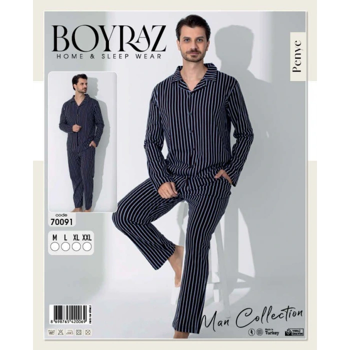 Boyraz 70091 Erkek Uzun Kol Penye Pijama Takımı