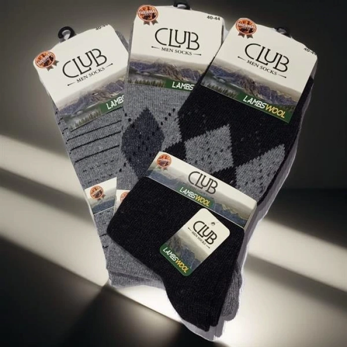 Club Lamswool Yün Erkek  Kışlık Çorap 3 Adet