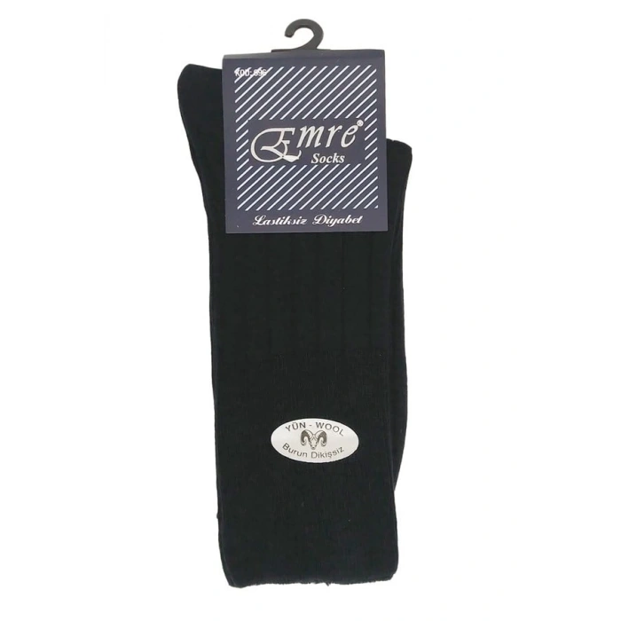 Emre Erkek  Lastiksiz Diyabetik Yün Çorap