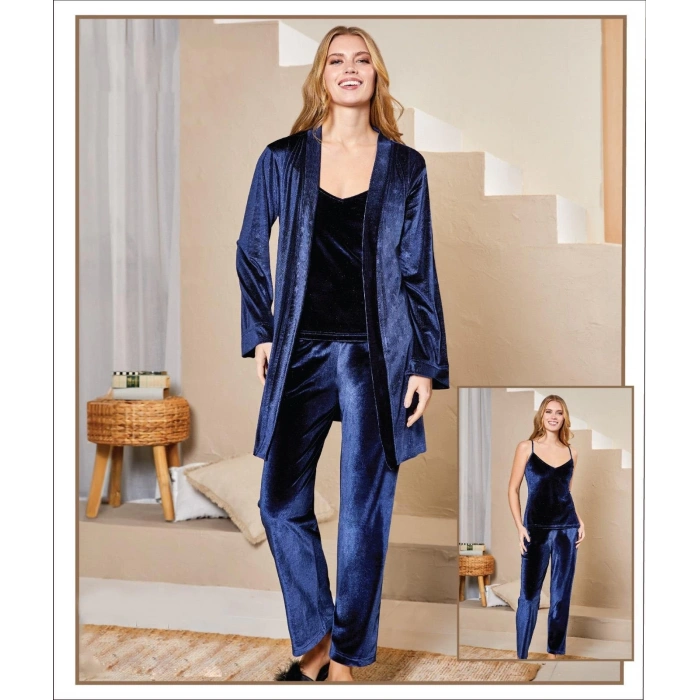 Flz 31-108 Bayan Kadife Sabahlık Pijama Takımı