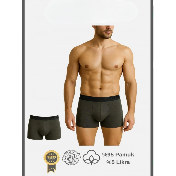 Pamuklu Düz Antrasit Renk Erkek Boxer