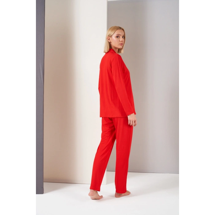 Pjs 26028 Bayan Önden Düğmeli Pijama Takımı