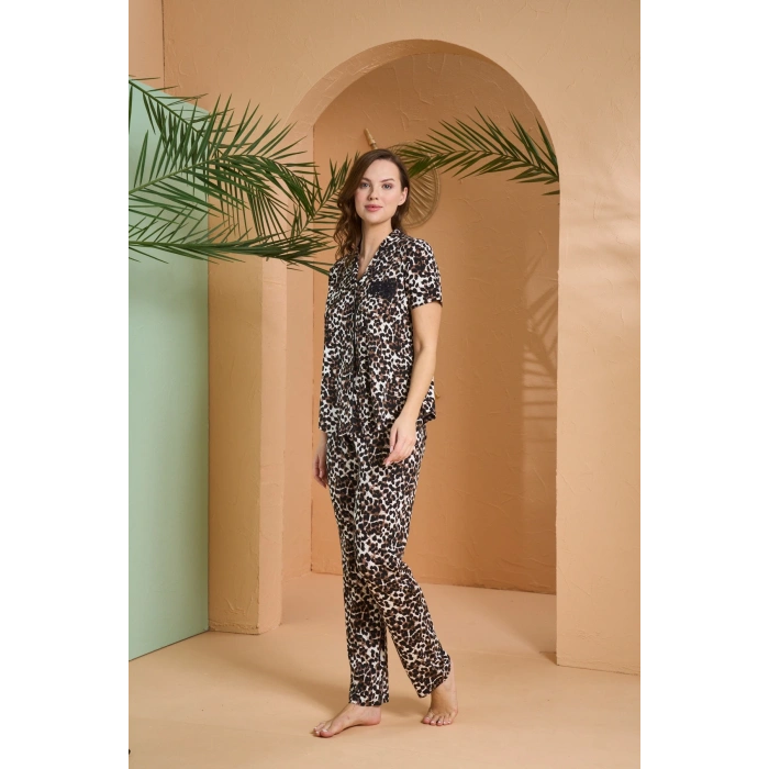 Pjs 27063 Kısa Kol Gömlek Yaka Patlı Pijama Takımı