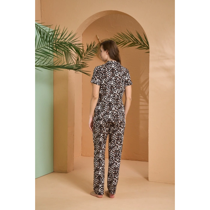Pjs 27063 Kısa Kol Gömlek Yaka Patlı Pijama Takımı