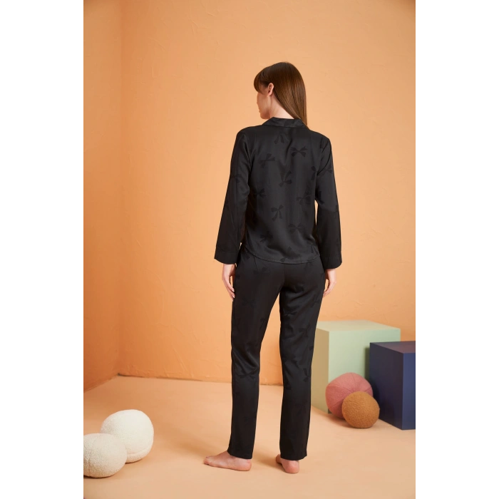 Pjs 28042 Kadın Uzun Kol Boydan Düğmeli Pijama Takımı
