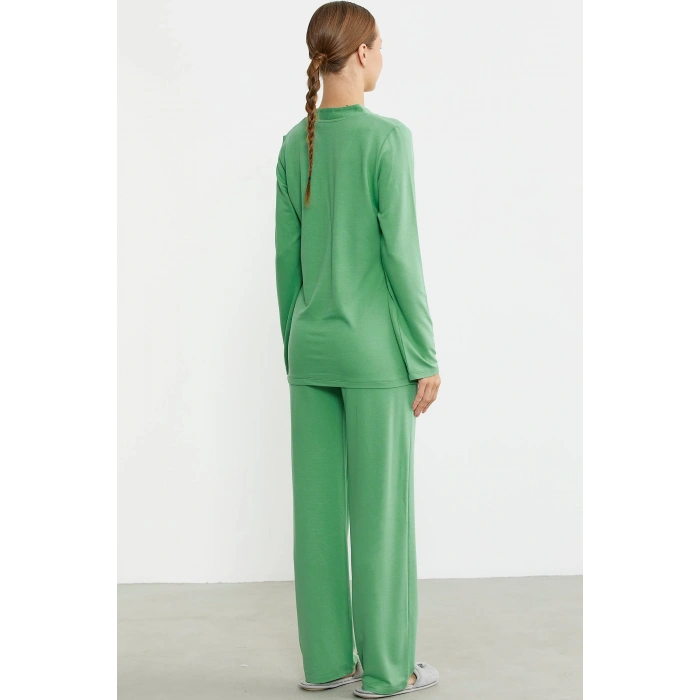 Sementa 76438 Yarım Düğmeli Cep Detaylı Pijama Takım