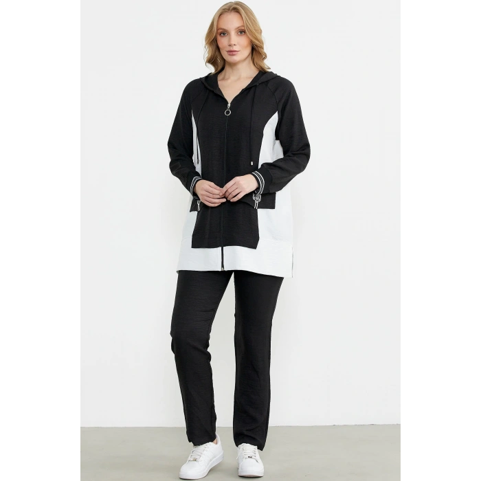 Sementa 76448 Keten Görünümlü Kapüşonlu Tunik Takım