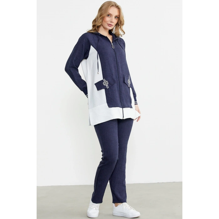 Sementa 76448 Keten Görünümlü Kapüşonlu Tunik Takım