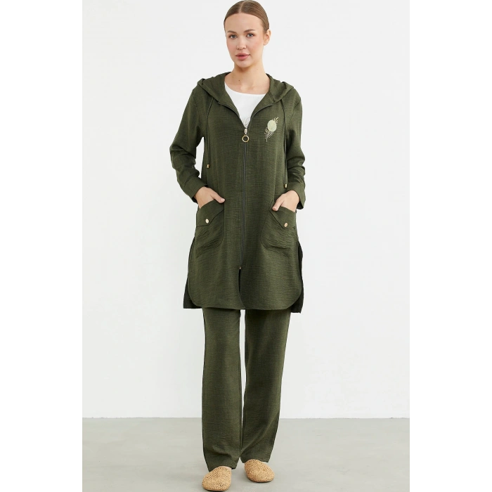 Sementa 76473 Büyük Beden Keten Görünümlü Üçlü Takım